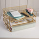 Steel Mesh 3 Tier Stackable Desktop Letter Tray and File Organizer in Gold