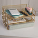 Steel Mesh 3 Tier Stackable Desktop Letter Tray and File Organizer in Gold