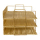 Steel Mesh 3 Tier Stackable Desktop Letter Tray and File Organizer in Gold