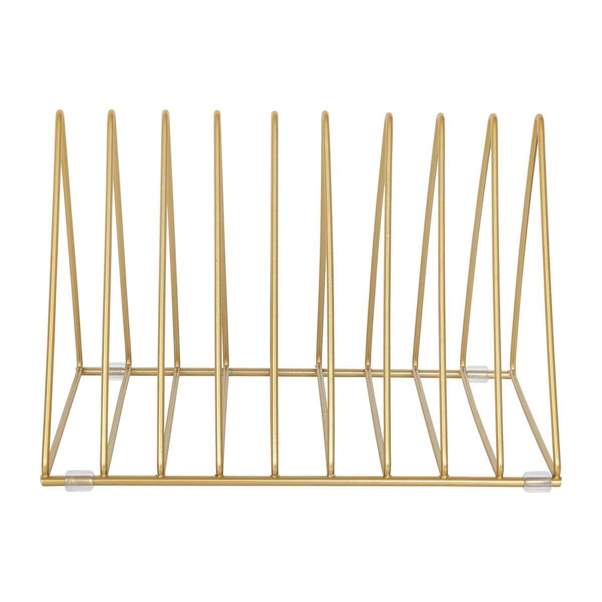 Premium Metal 9 Slot Triangle Desktop Magazine and File Holder Organizer in Gold