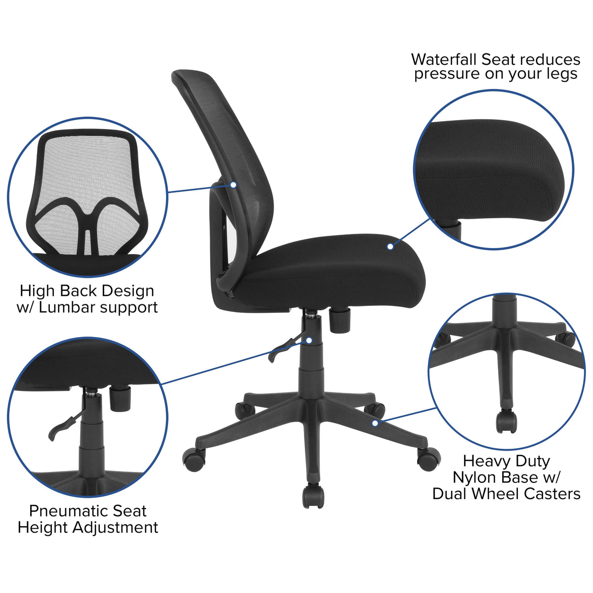 Black |#| High Back Black Mesh Office Chair - Computer Chair - Swivel Task Chair