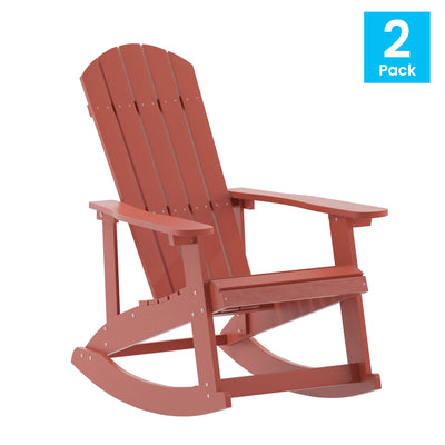 Savannah All-Weather Poly Resin Wood Adirondack Rocking Chair with Rust Resistant Stainless Steel Hardware - Set of 2