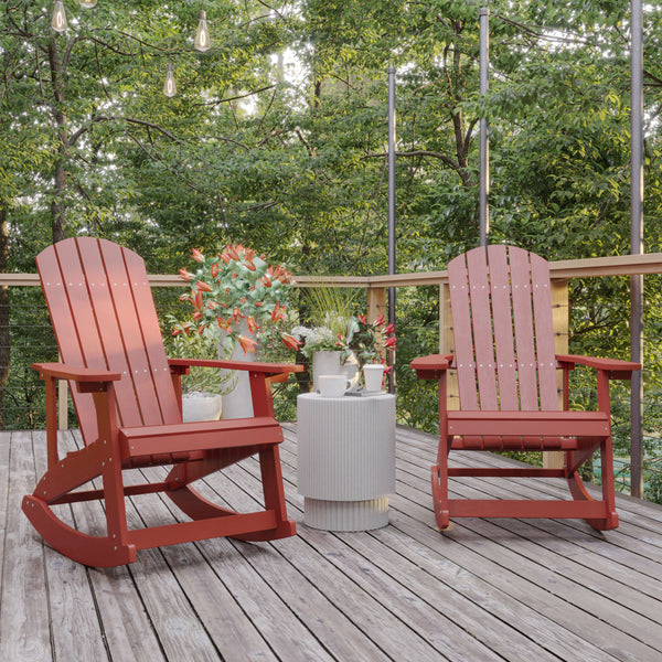 Red |#| Adirondack Poly Resin Rocking Chairs for Indoor/Outdoor Use in White - 2 Pack