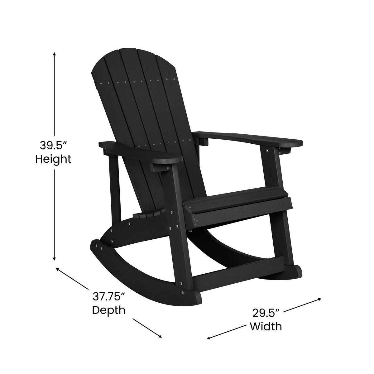 Black |#| Adirondack Poly Resin Rocking Chairs for Indoor/Outdoor Use in Black - 2 Pack