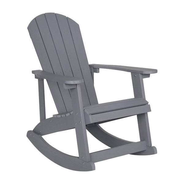 Light Gray |#| Adirondack Style Poly Resin Wood Rocking Chair for Indoor/Outdoor Use - Black