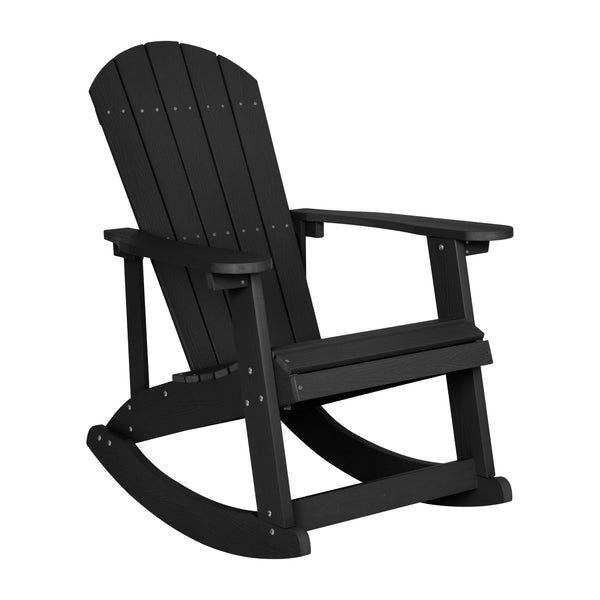 Black |#| Adirondack Style Poly Resin Wood Rocking Chair for Indoor/Outdoor Use - Gray