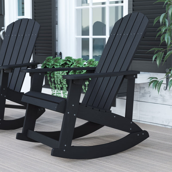 Black |#| Adirondack Style Poly Resin Wood Rocking Chair for Indoor/Outdoor Use - Gray