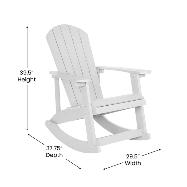 White |#| Adirondack Style Poly Resin Wood Rocking Chair for Indoor/Outdoor Use - White