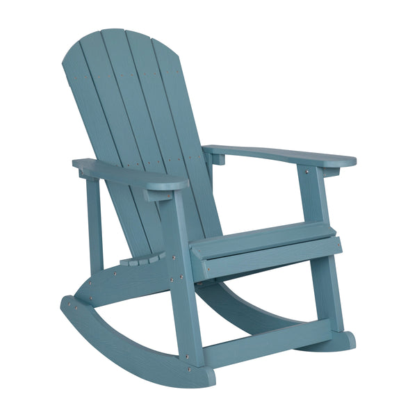 Sea Foam |#| Adirondack Style Poly Resin Wood Rocking Chair for Indoor/Outdoor Use - Sea Foam