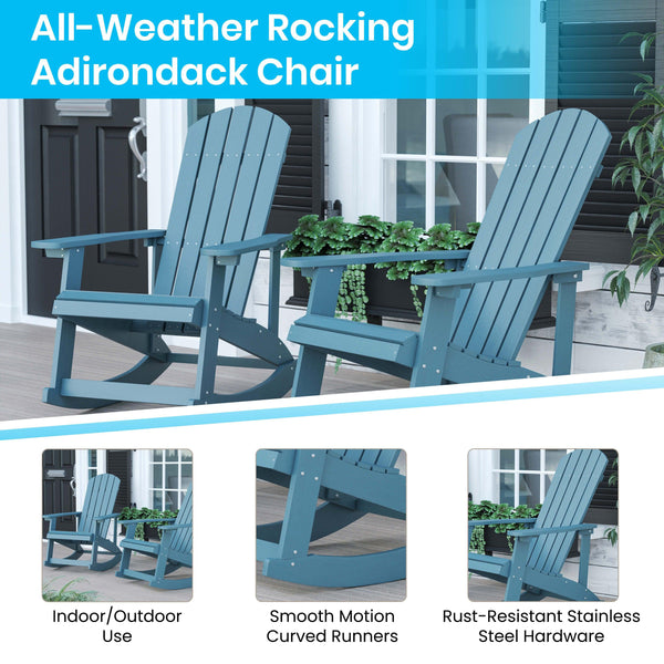 Sea Foam |#| Adirondack Style Poly Resin Wood Rocking Chair for Indoor/Outdoor Use - Sea Foam