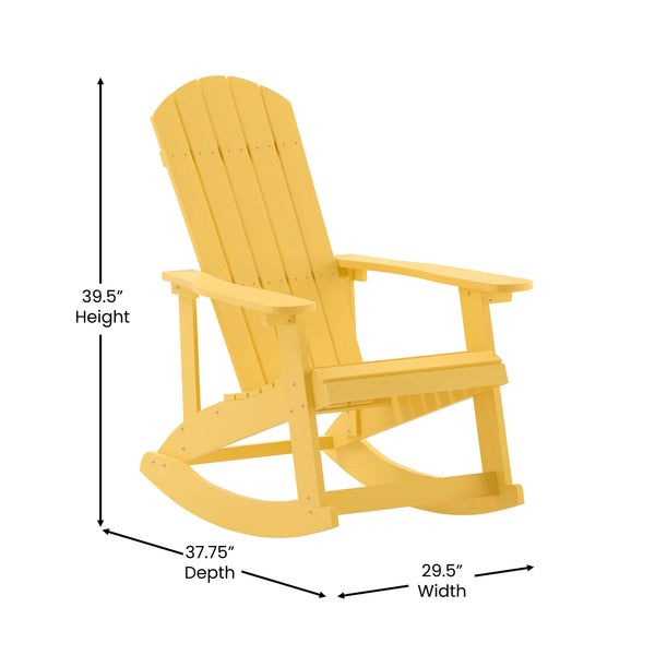 Yellow |#| Adirondack Style Poly Resin Wood Rocking Chair for Indoor/Outdoor Use - Black