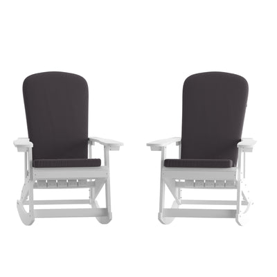 Savannah Set of 2 All-Weather Poly Resin Wood Adirondack Rocking Chairs with Cushions for Deck, Porch, and Patio - View 1