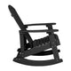 Black |#| Set of 4 Poly Resin Adirondack Rocking Chairs in Black & 22inch Round Fire Pit