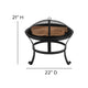 Black |#| Set of 4 Poly Resin Adirondack Rocking Chairs in Black & 22inch Round Fire Pit