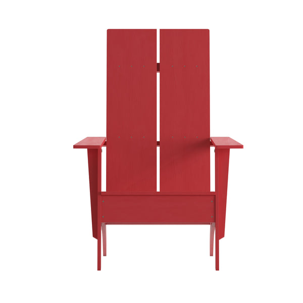 Red |#| Red Modern Dual Slat Back Indoor/Outdoor Adirondack Style Patio Chair