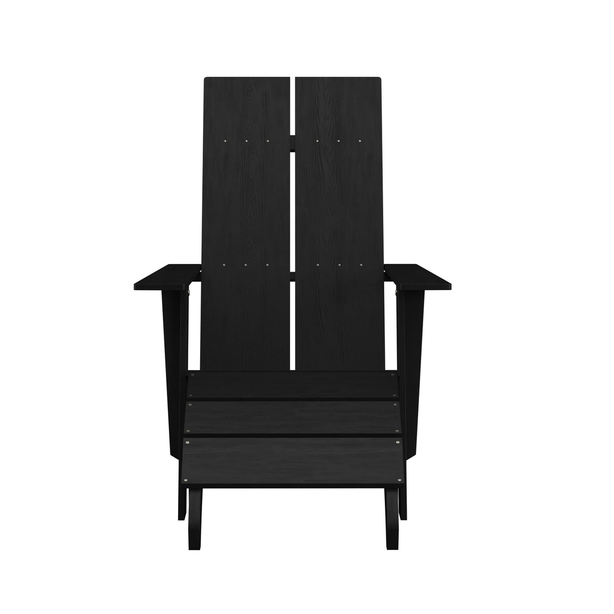 Black |#| Indoor/Outdoor Modern 2-Slat Adirondack Style Chair and Footrest in Black