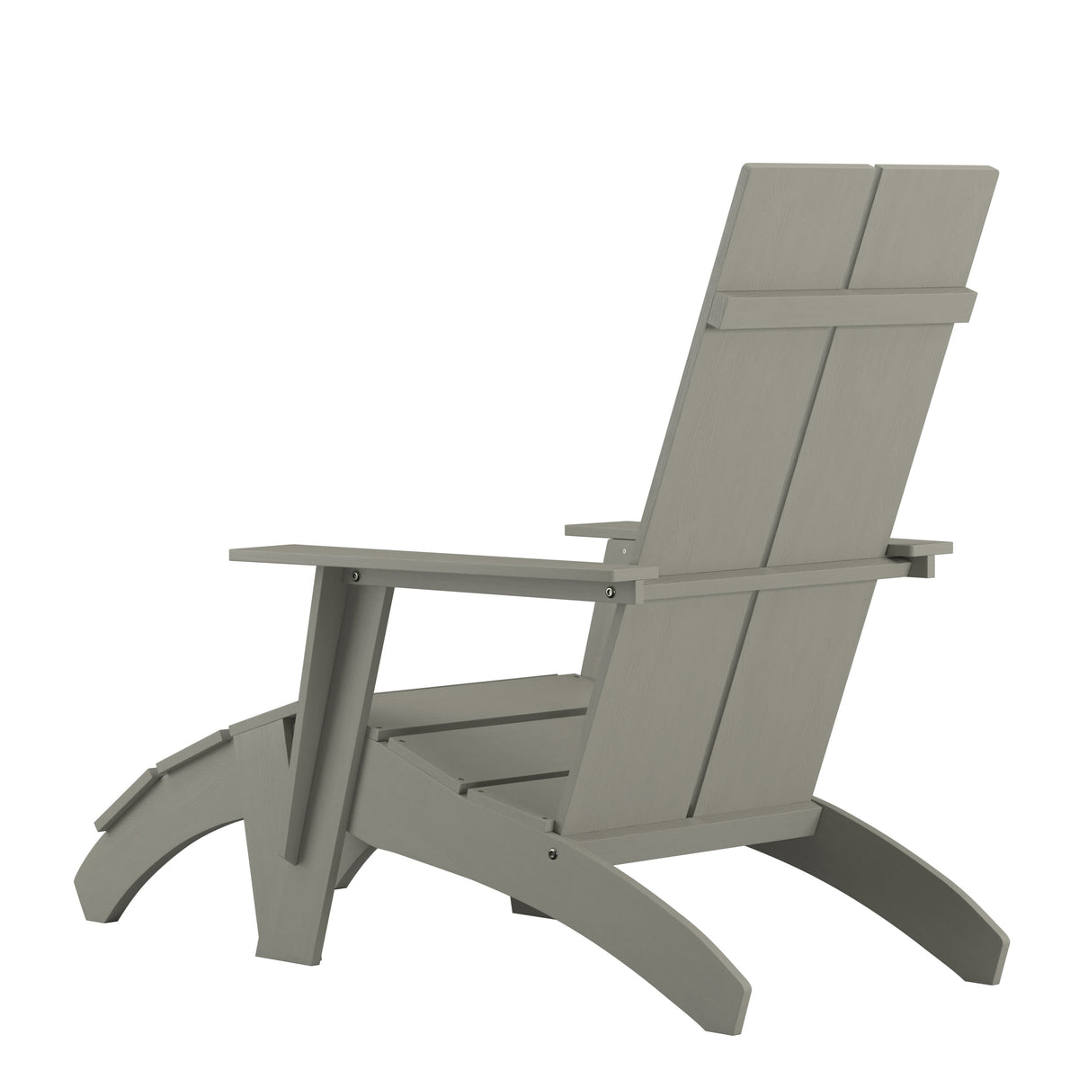 Gray |#| Indoor/Outdoor Modern 2-Slat Adirondack Style Chair and Footrest in Gray