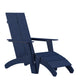 Navy |#| Indoor/Outdoor Modern 2-Slat Adirondack Style Chair and Footrest in Navy Blue