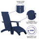 Navy |#| Indoor/Outdoor Modern 2-Slat Adirondack Style Chair and Footrest in Navy Blue