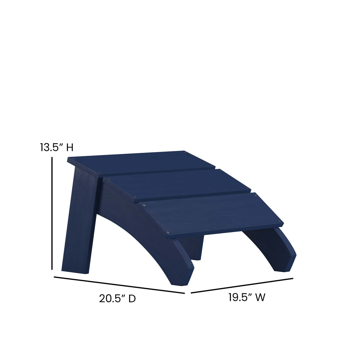 Navy |#| Indoor/Outdoor Modern 2-Slat Adirondack Style Chair and Footrest in Navy Blue