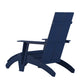 Navy |#| Indoor/Outdoor Modern 2-Slat Adirondack Style Chair and Footrest in Navy Blue