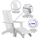 White |#| Indoor/Outdoor Modern 2-Slat Adirondack Style Chair and Footrest in White