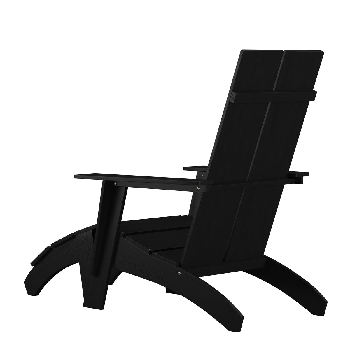 Black |#| Indoor/Outdoor Modern 2-Slat Adirondack Style Chair and Footrest in Black