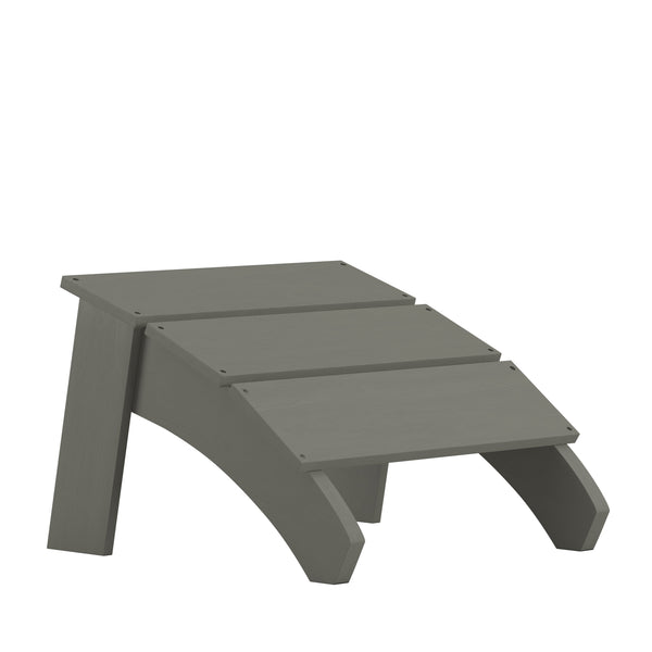 Gray |#| Gray Indoor/Outdoor Poly Resin Adirondack Style Ottoman