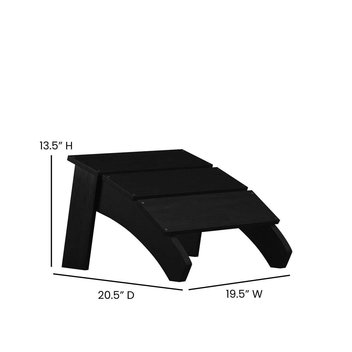 Black |#| Black Indoor/Outdoor Poly Resin Adirondack Style Ottoman