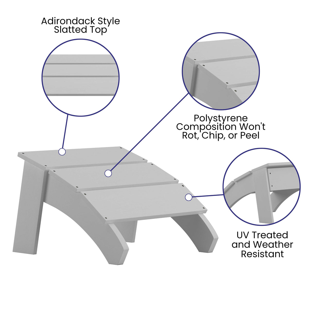 White |#| White Indoor/Outdoor Poly Resin Adirondack Style Ottoman