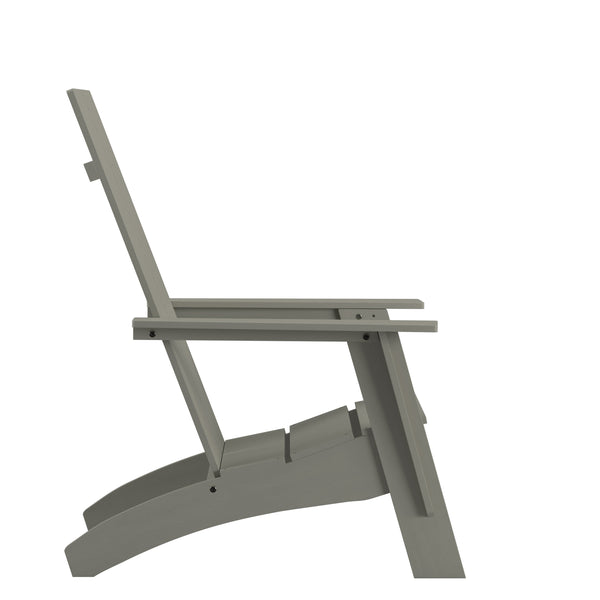 Gray |#| Set of 2 Gray Dual Slat Poly Resin Adirondack Chairs-22" Round Fire Pit