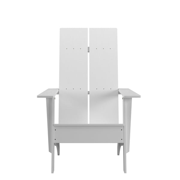 White |#| Set of 2 White Dual Slat Poly Resin Adirondack Chairs-22" Round Fire Pit