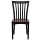 Mahogany Wood Seat/Black Metal Frame |#| Black School House Back Metal Restaurant Chair - Mahogany Wood Seat