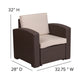 4 Piece Outdoor Faux Rattan Chair, Sofa and Table Set in Chocolate Brown