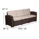 5 Piece Outdoor Faux Rattan Chair, Sofa and Table Set in Chocolate Brown