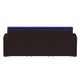 Navy Cushions/Chocolate Brown Frame |#| Chocolate Brown Faux Rattan Sofa with All-Weather Navy Cushions