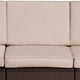 Beige Cushions/Chocolate Brown Frame |#| Chocolate Brown Faux Rattan Sofa with All-Weather Beige Cushions