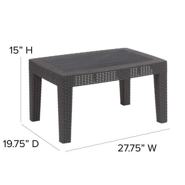 Dark Gray |#| Dark Gray Faux Rattan Coffee Table - Outdoor Accent Table - Patio Furniture