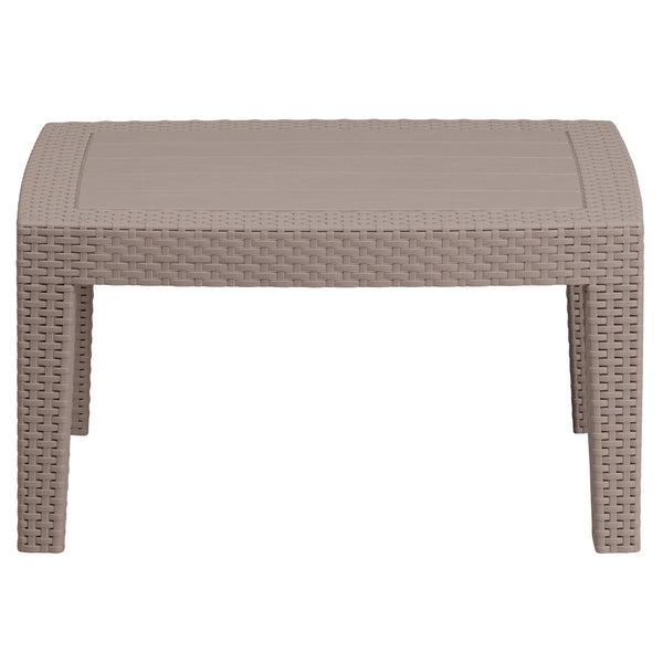 Light Gray |#| Light Gray Faux Rattan Coffee Table - Outdoor Accent Table - Patio Furniture