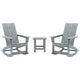 Gray |#| 2 Gray Modern Dual Slat Poly Resin Adirondack Rocking Chairs with 1 Side Table