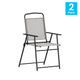 Gray |#| Set of 2 All-Weather Textilene Patio Sling Chairs with Armrests - Gray