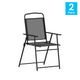 Black |#| Set of 2 All-Weather Textilene Patio Sling Chairs with Armrests - Black