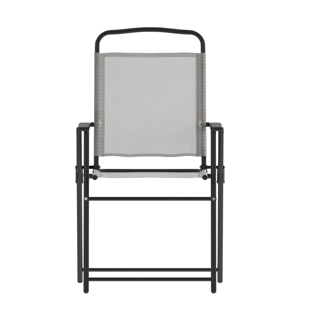 Gray |#| Set of 2 All-Weather Textilene Patio Sling Chairs with Armrests - Gray