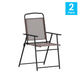 Brown |#| Set of 2 All-Weather Textilene Patio Sling Chairs with Armrests - Brown