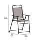 Brown |#| Set of 2 All-Weather Textilene Patio Sling Chairs with Armrests - Brown