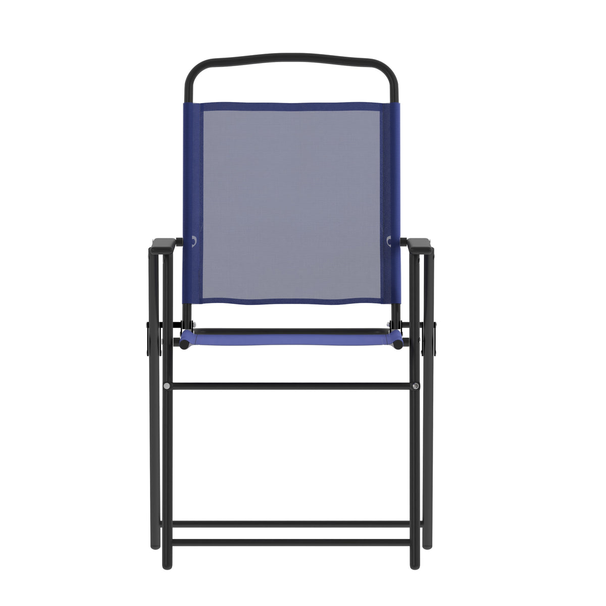 Navy |#| Set of 2 All-Weather Textilene Patio Sling Chairs with Armrests - Navy