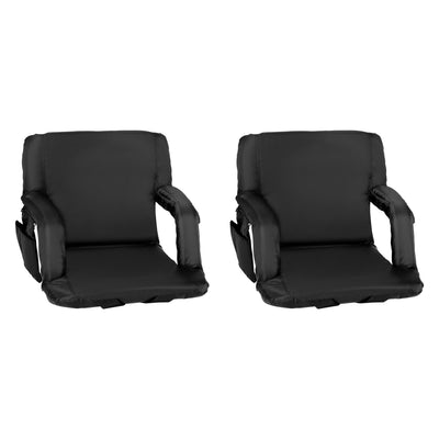 Set of 2 Portable Lightweight Reclining Stadium Chairs with Armrests, Padded Back & Seat - Storage Pockets & Backpack Straps