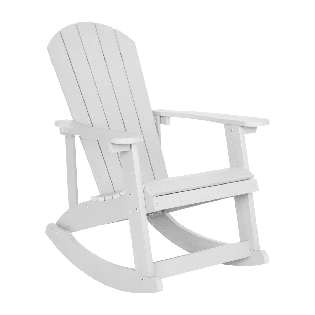 White |#| Set of 2 Poly Resin Adirondack Rocking Chairs with 1 Side Table in White