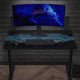 Gaming Computer Desk with Color Changing LED Circuit Board Design Glass Desktop
