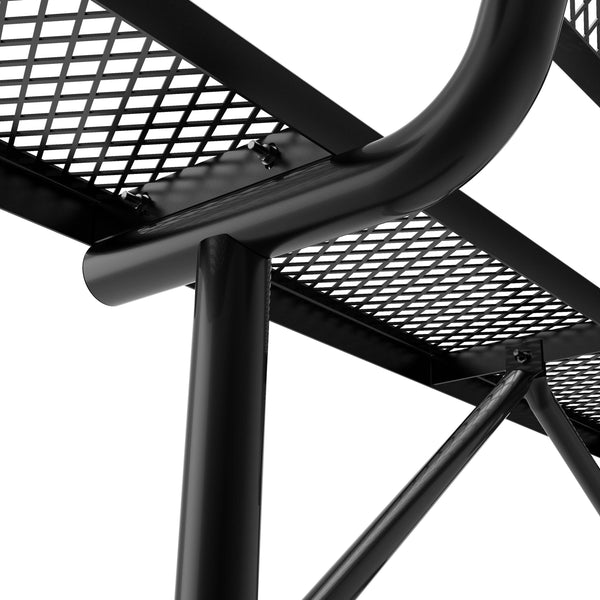 Black |#| Commercial Grade 6' Expanded Mesh Metal Outdoor Bench with Backrest in Black